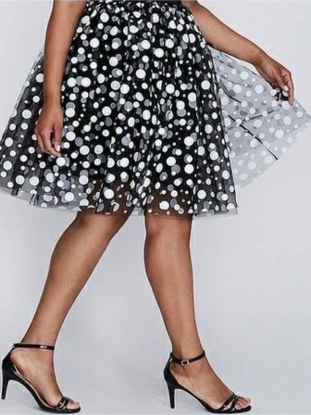 Lane Bryant Plus Size 18/20 Black And White Polka Dot Tulle Skirt NWOT/0266